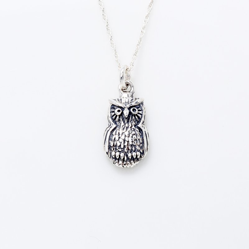 可爱 猫头鹰 3D Owl 枭 s925 纯银项链 生日 周年 情人节 礼物 - 项链 - 纯银 银色