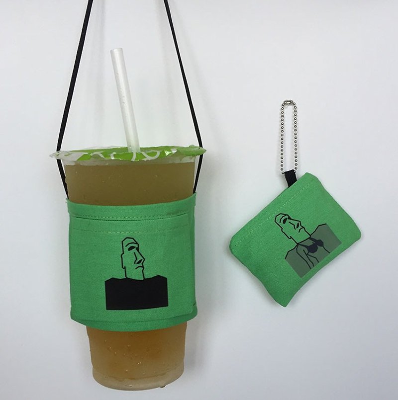 YCCT 环保饮料提袋 - 清新绿小魔女 (专利收纳 / 可随身携带 / 感温变化) - 随行杯提袋/水壶袋 - 棉．麻 绿色