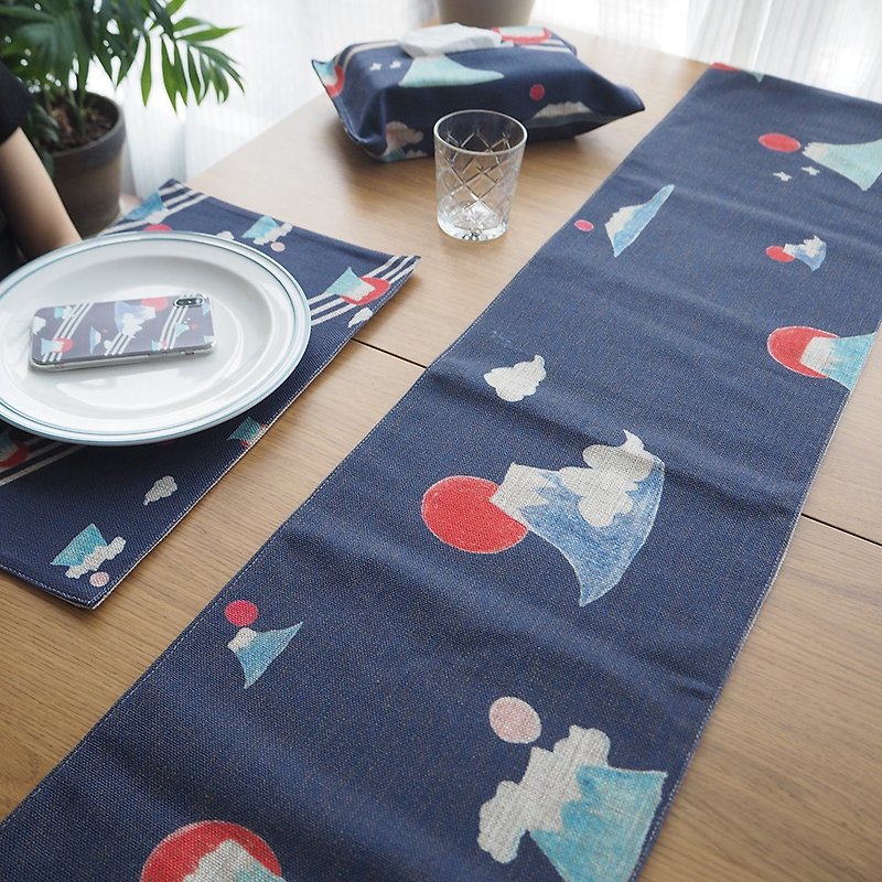 多样富士山桌旗桌垫布料设计简约ins风居家装饰 - 餐垫/桌巾 - 棉．麻 蓝色