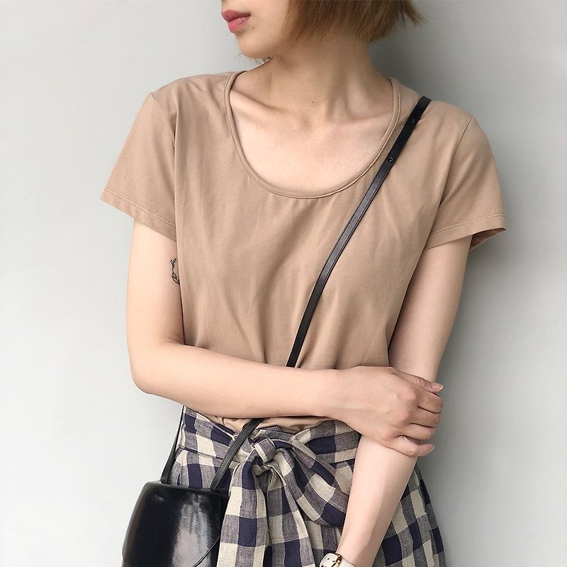 卡其色短袖T恤|T恤|棉|独立品牌|Sora-158 - 女装 T 恤 - 棉．麻 