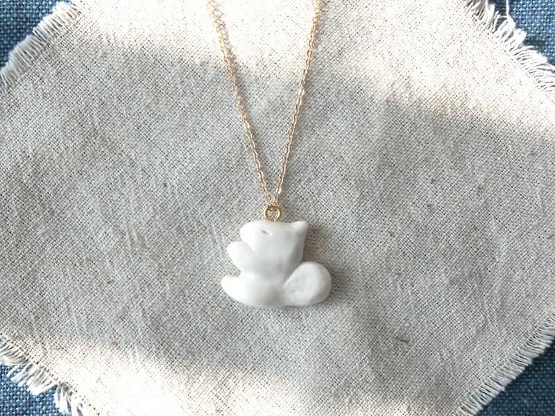 石下/ 动物系列 白色 小松鼠 大自然 陶瓷项链 - 项链 - 瓷 白色