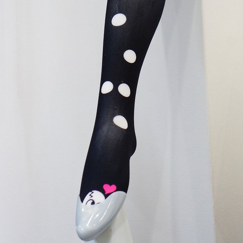 Braille tights  / mean is 「Beautiful legs」 - 袜子 - 棉．麻 黑色
