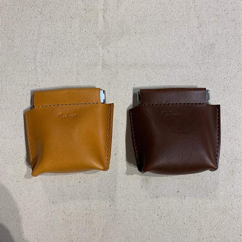 手工皮革植鞣皮立体弹口片零钱包 定制化 - 零钱包 - 真皮 咖啡色