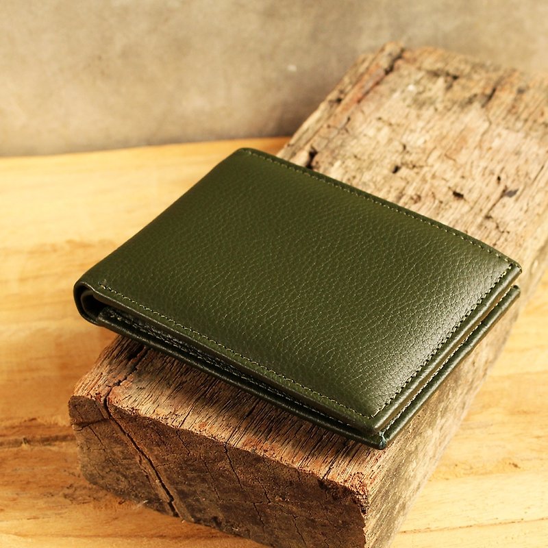 Wallet - Bifold - Dark Green (Genuine Cow Leather) / Small Wallet  / 钱包 / 皮包 - 皮夹/钱包 - 真皮 绿色