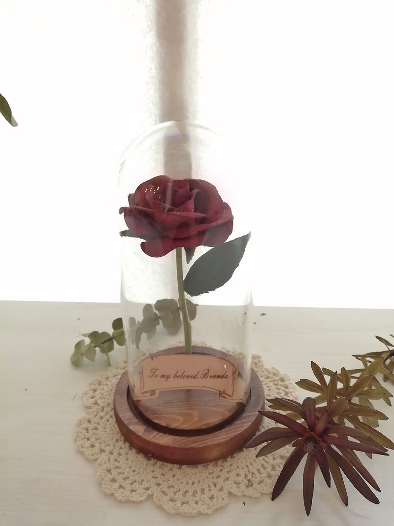 唯一皮革玫瑰-植鞣革手染皮革花 皮革绣球 皮革花玻璃盅 - 皮件 - 真皮 