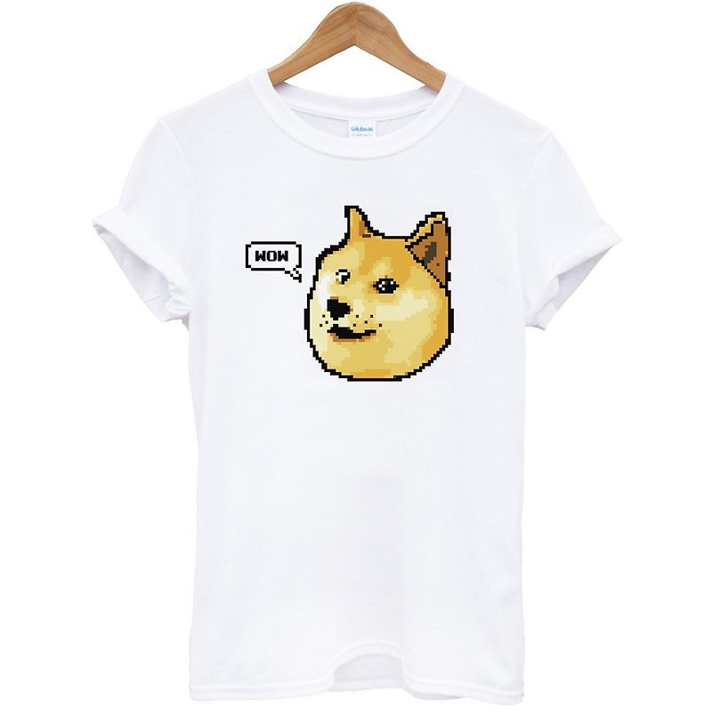Shibe Doge WOW短袖T恤 白色 柴犬日文动物狗猫街头文青 - 男装上衣/T 恤 - 棉．麻 白色