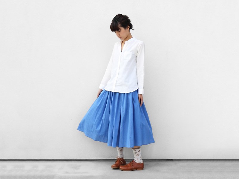 ゆるふわコットンスカート・ライトブルー - 裙子 - 棉．麻 蓝色