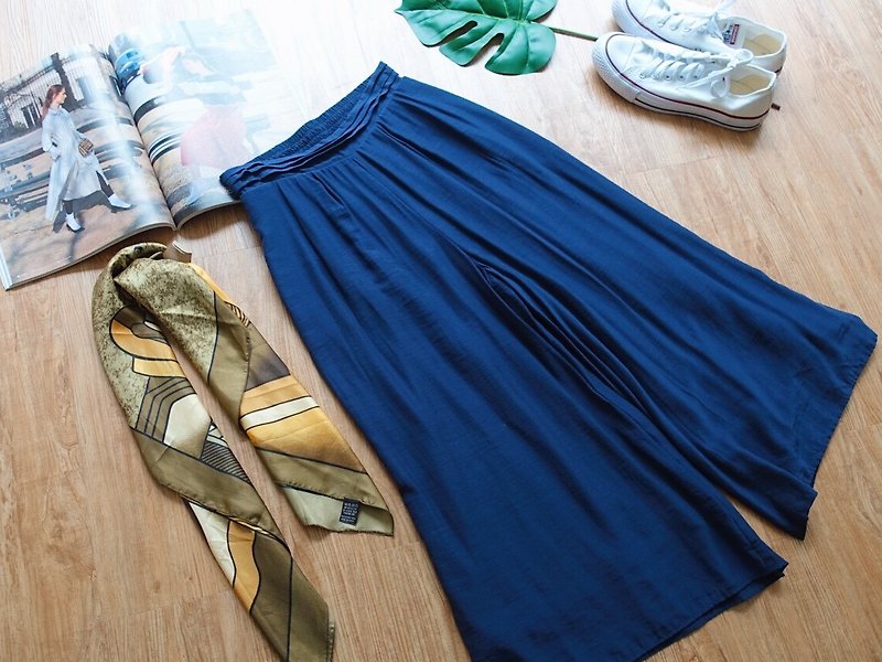 Vintage下着 / 宽裤 no.21 - 女装长裤 - 其他材质 蓝色