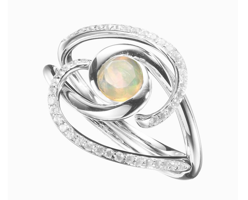 澳宝白钻石二合一戒指套装 极简14k白金双戒指 结婚求婚戒指组合 - 戒指 - 贵金属 银色