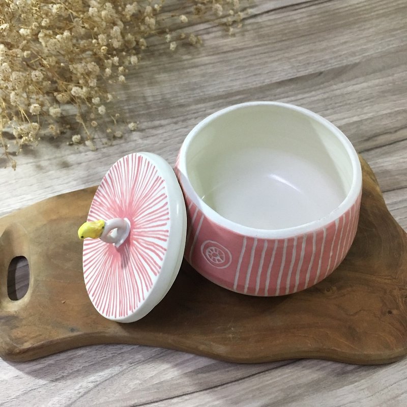 陶瓷-盖罐(粉红线条) - 花瓶/陶器 - 陶 