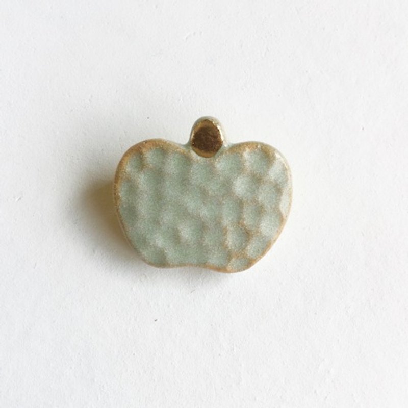 Ceramic brooch green apple