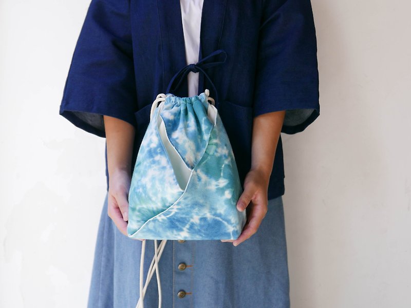 青圈 手染日式和服包 - 侧背包/斜挎包 - 棉．麻 蓝色