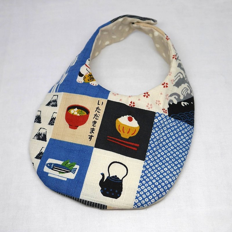 Japanese Handmade Baby Bib - 围嘴/口水巾 - 棉．麻 蓝色