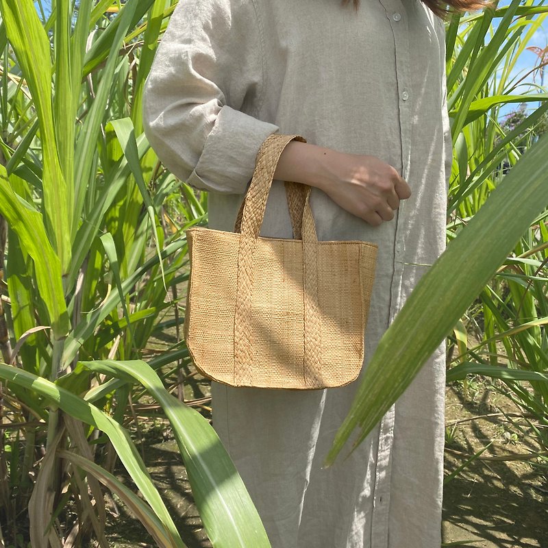 漫步森林手提包 原草色 - 有隔层容量大 不怕潮湿 天然草 编织包