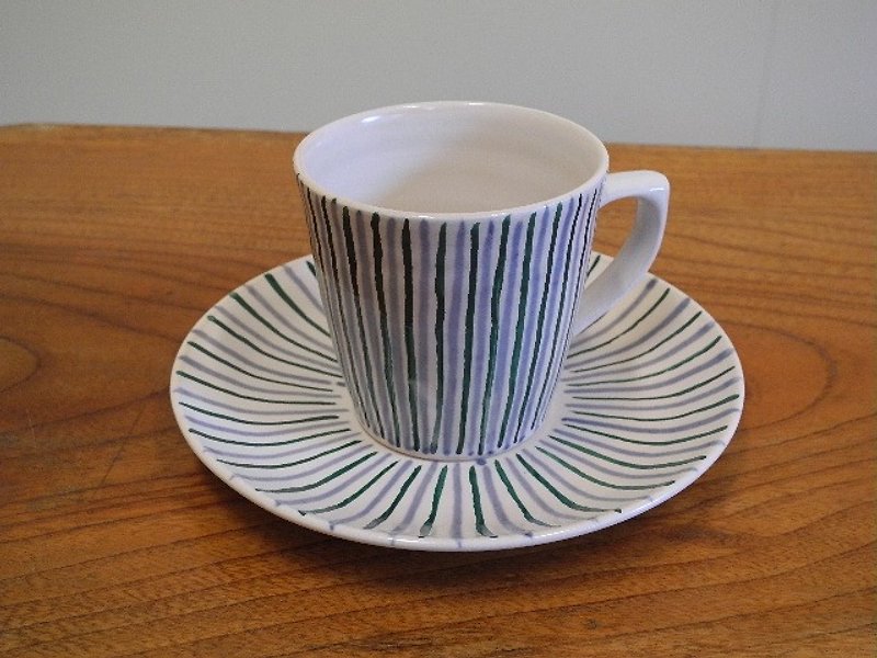 瓷 茶具/茶杯 多色 - Striped cup & saucer