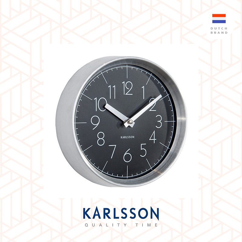 Karlsson, Wall clock Convex glass black 凸玻璃铝框挂钟(黑) - 时钟/闹钟 - 其他金属 黑色