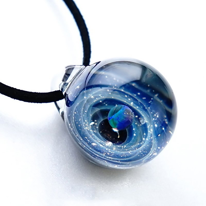 銀河の世界 グリーンオパール 隕石入り ガラス ペンダント 宇宙 星 玻璃 日本制造 日本 手工制作 手作 送料無料 - 项链 - 玻璃 蓝色