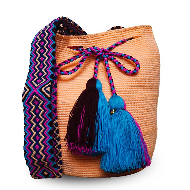 Wayuu Bag 瓦尤包(L)/哥伦比亚纯手工/每款只有一个-【夏末邂逅】 - 侧背包/斜挎包 - 棉．麻 