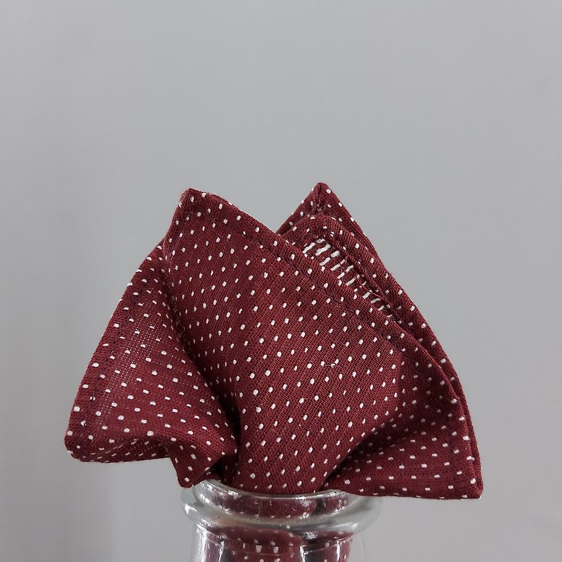 Pocket Square - Red Polka Dot - 手帕/方巾 - 棉．麻 红色