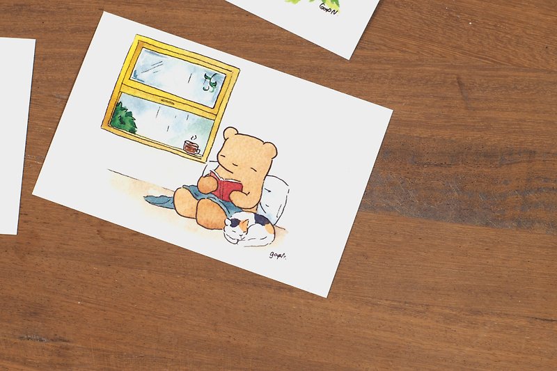 Lamud bear postcard Rainy Breeze - 卡片/明信片 - 纸 黄色