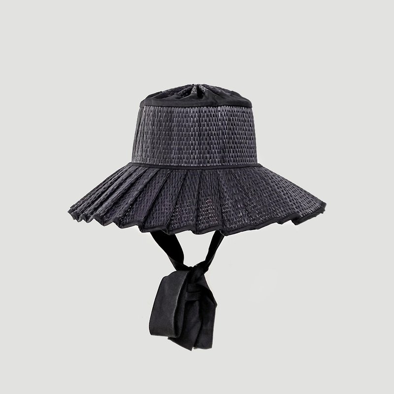 盛夏遮阳帽 | Lorna Murray | 全黑粗带手编草帽 | Positano - 帽子 - 植物．花 黑色