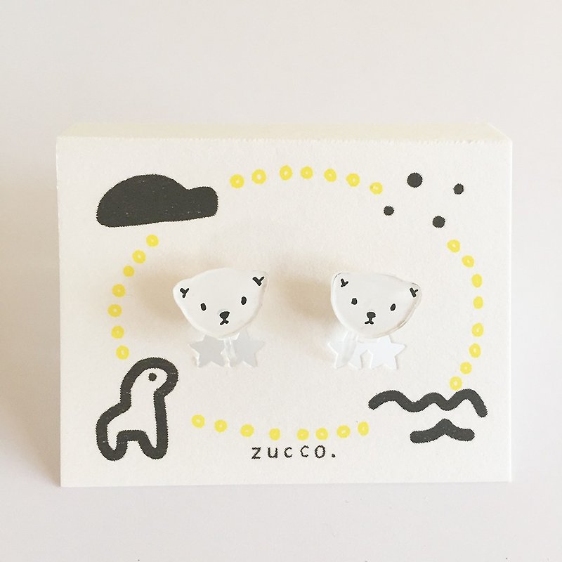 ホッキョクグマのノンホールピアス - 耳环/耳夹 - 塑料 白色
