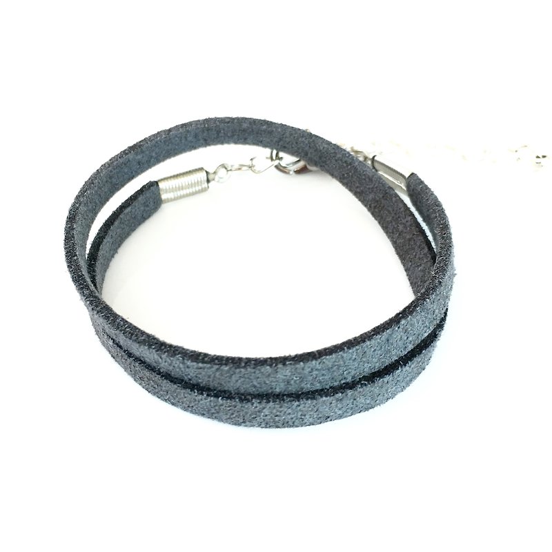 深灰色-麂皮绕绳手环（也可以用作颈链） - 手链/手环 - 棉．麻 灰色