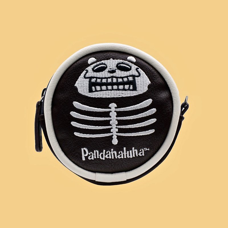 骷髅熊猫零钱包 圆型零钱包 Pandahaluha 设计 /礼物 - 零钱包 - 人造皮革 黑色