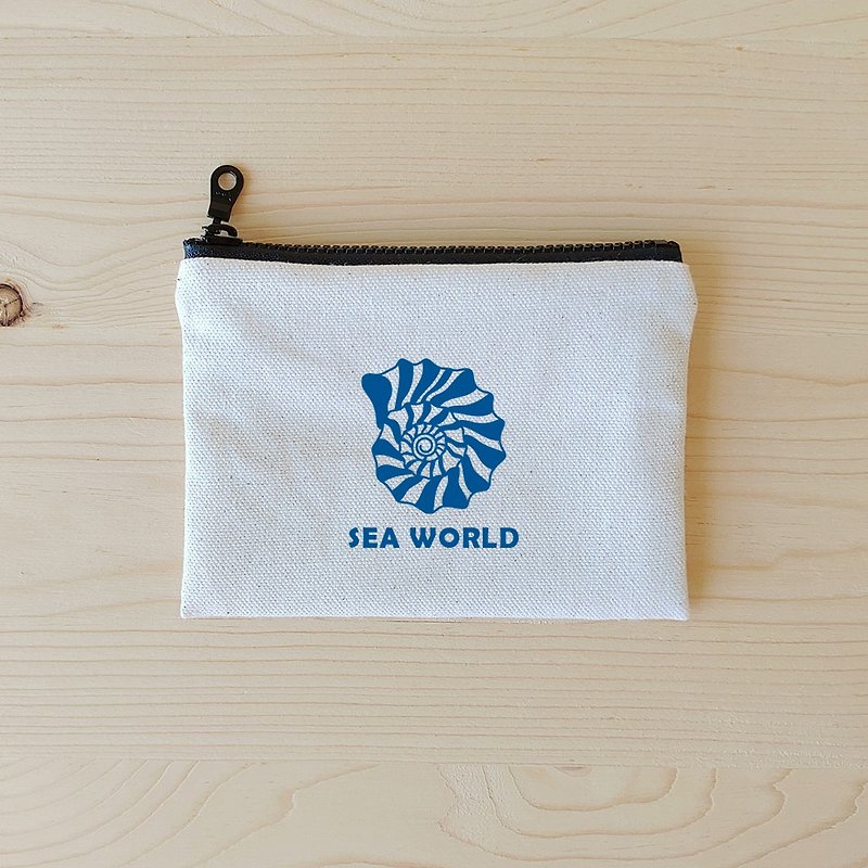 SEA WORLD_贝壳零钱袋 - 零钱包 - 棉．麻 蓝色