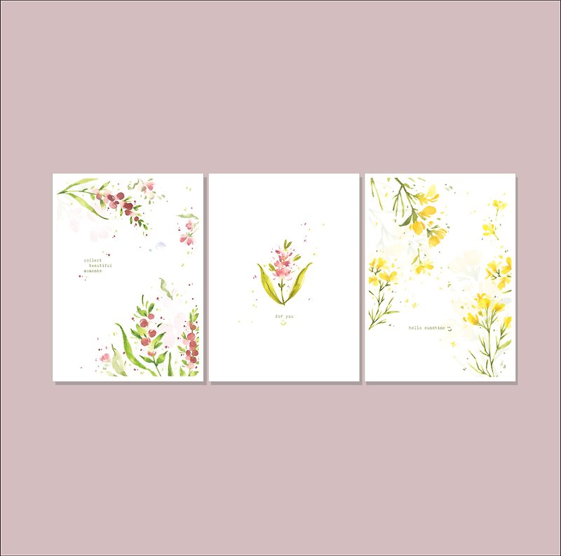 春日小花园2明信片 (3入组) - 卡片/明信片 - 纸 黄色