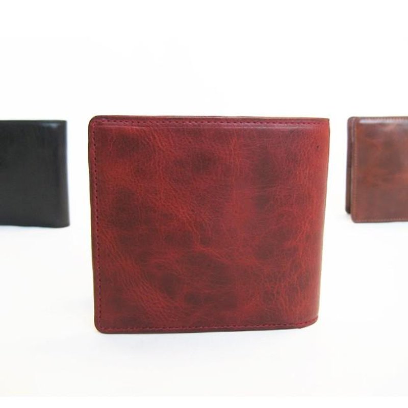 BASICアートウォレット　RED 二つ折り - 皮夹/钱包 - 真皮 红色