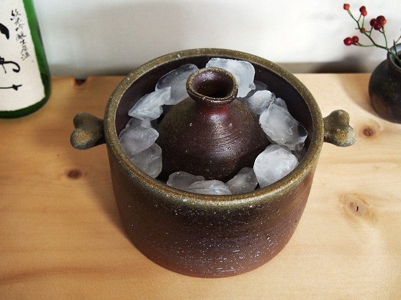 備前 徳利と徳利クーラーのセット＿t-043 - 花瓶/陶器 - 陶 咖啡色