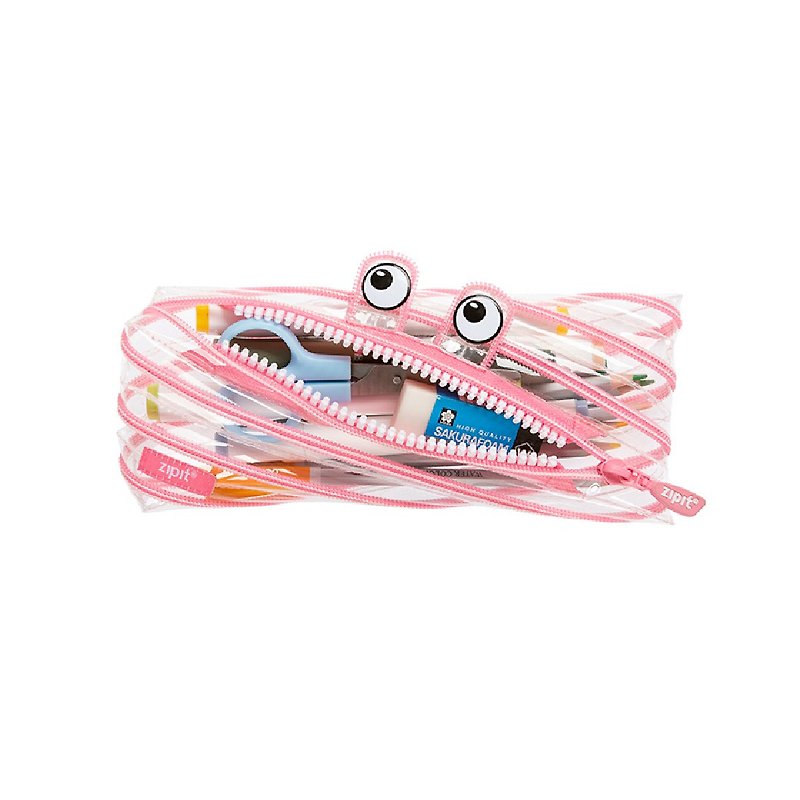 zipit怪兽透明拉链包 - 粉色 - 铅笔盒/笔袋 - 聚酯纤维 透明