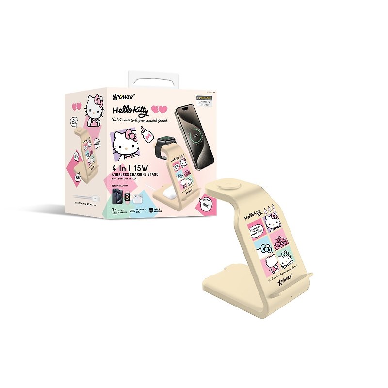 XPower x Sanrio Hello Kitty WLS6 4合1多功能无线充电器 - 手机充电及周边 - 其他金属 橘色