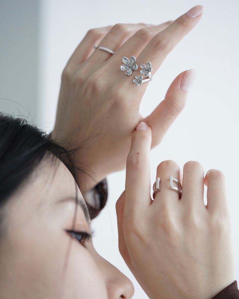 sakura ring 樱花纯银戒指 - 戒指 - 纯银 银色