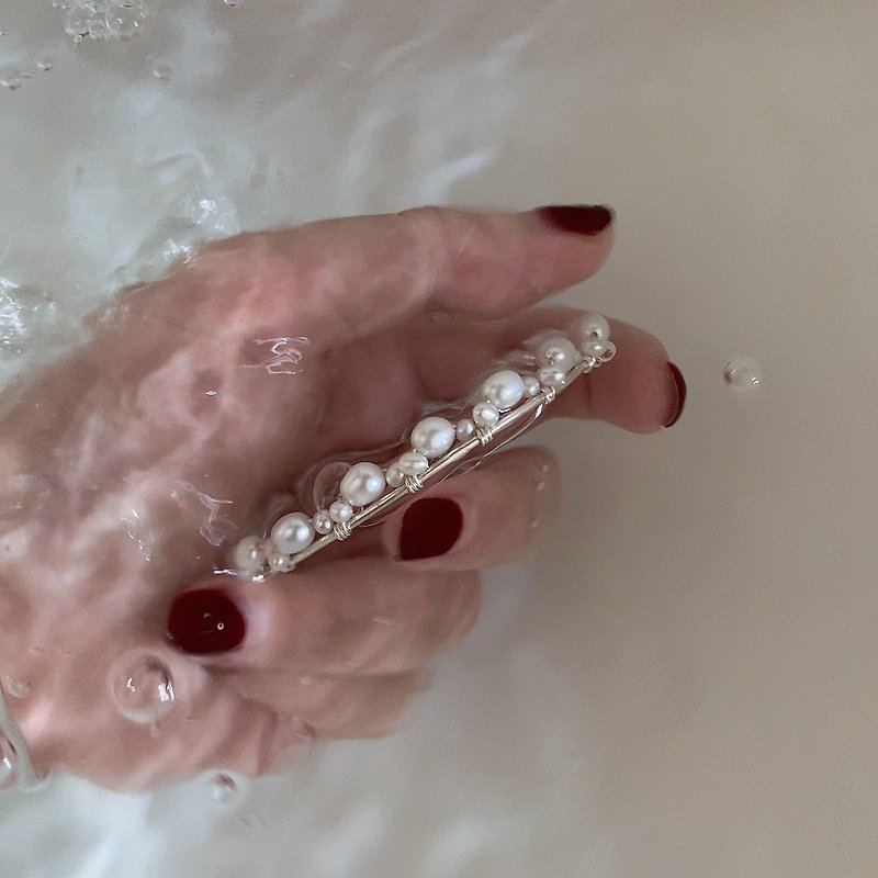 人鱼泡泡 天然珍珠手镯 s925纯银制手环 温柔甜美 - 手链/手环 - 纯银 