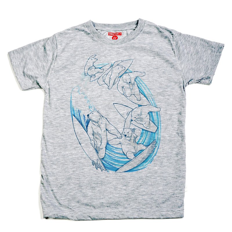 Polar bear play windsurf soft confortatble Chapter One T-shirt - 男装上衣/T 恤 - 棉．麻 白色