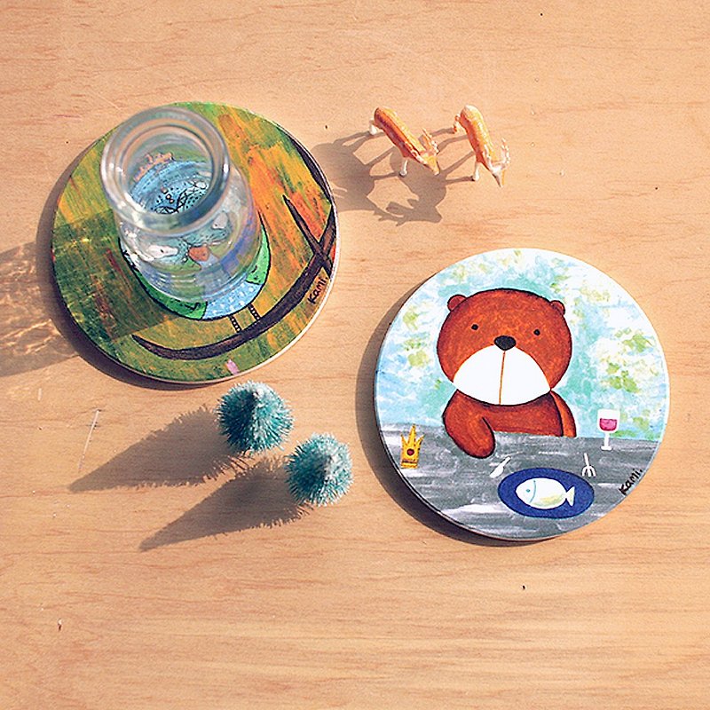陶瓷吸水杯垫 ∣ 棕熊 - 杯垫 - 瓷 多色