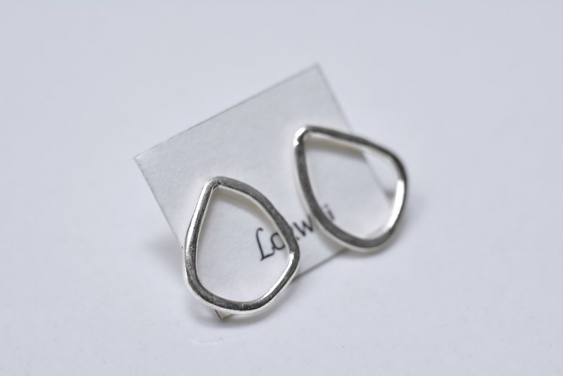 多角纯银耳环 - 耳环/耳夹 - 纯银 银色