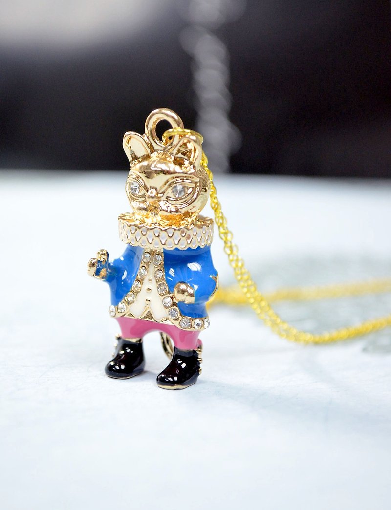 GOOKASO 原创 猫咪国王项链 吊坠 颈链 necklace - 项链 - 其他金属 蓝色