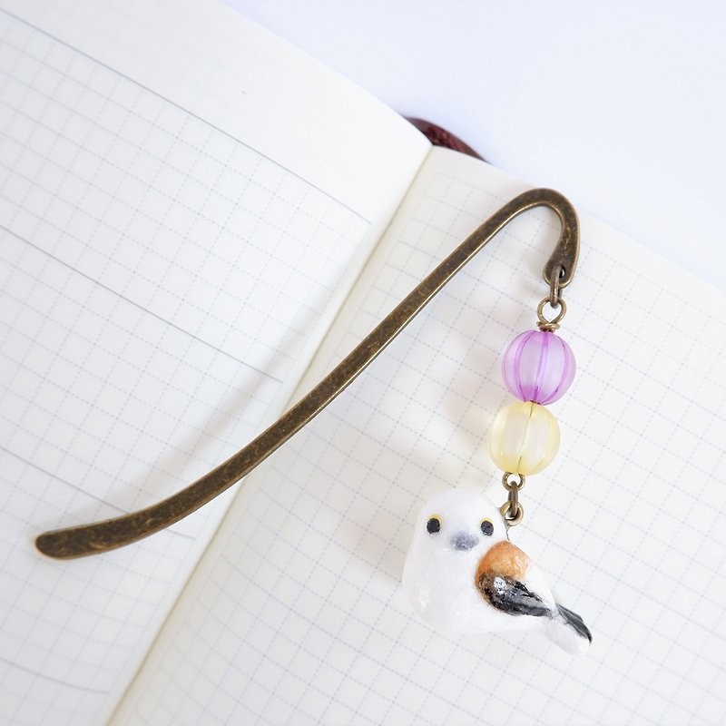 Bookmark of long-tailed tit colored with Japanese paper