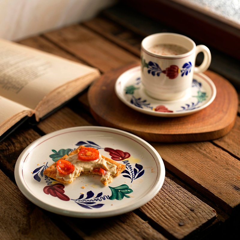 比利时Boch绝版手绘Boerenbont 早餐盘/点心盘 - 茶具/茶杯 - 瓷 多色
