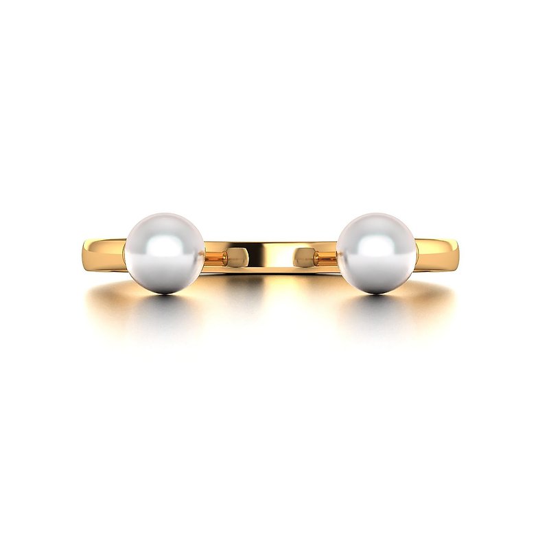 18K黄金Akoya Pearl日本珍珠戒指 叠戴款式 婚戒订制R031