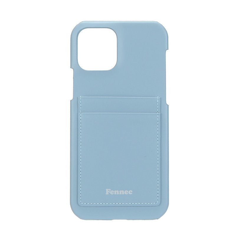 LEATHER iPHONE 12 12PRO CARD CASE - 青涩水蓝 FOG BLUE - 手机壳/手机套 - 真皮 蓝色