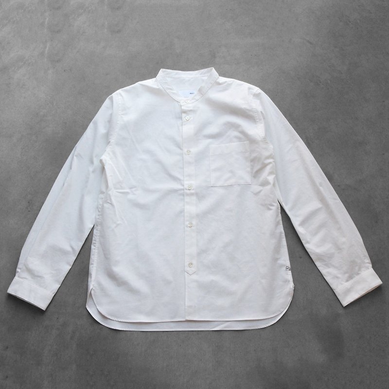 バンドカラーコットンシャツ・ユニセックスsize3 - 男装衬衫 - 棉．麻 白色