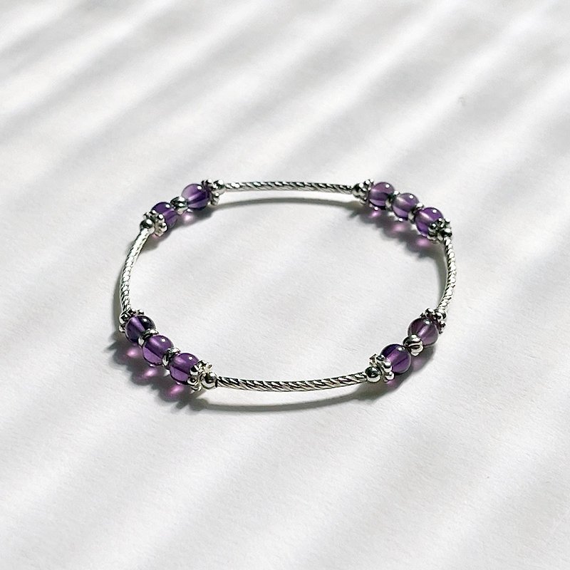 紫水晶925纯银手链 - 手链/手环 - 宝石 紫色