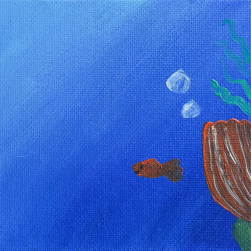 鱼画日本鲤鱼原创艺术墙艺术海洋自然自然生态 - 海报/装饰画/版画 - 其他材质 蓝色