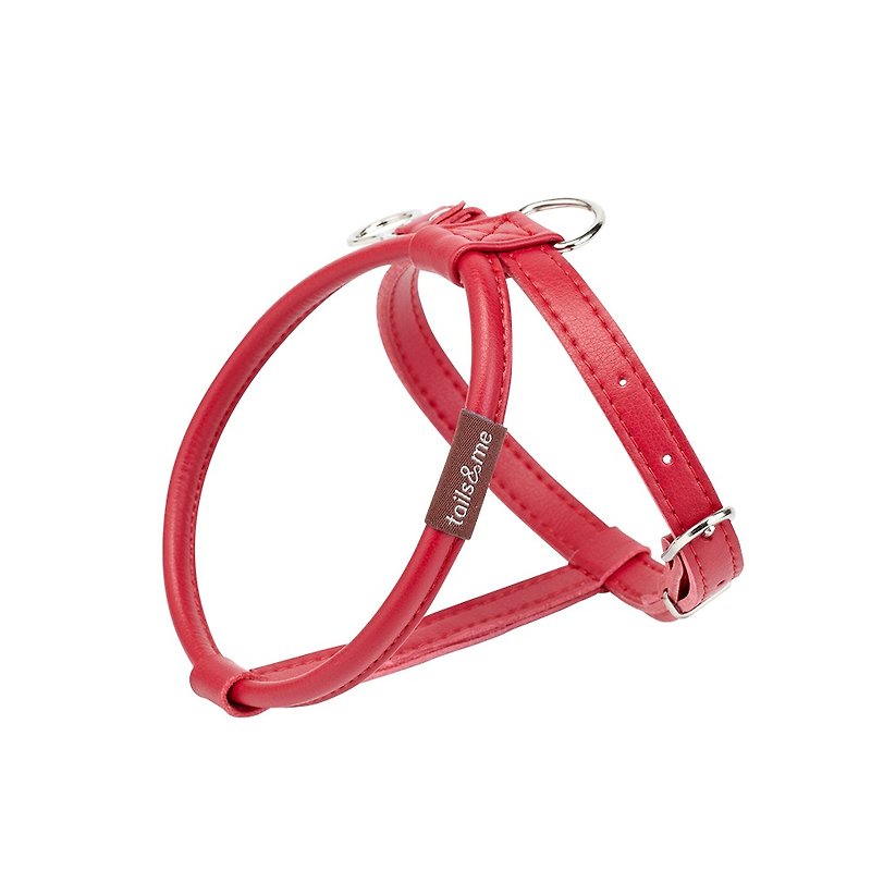 【尾巴与我】自然概念革胸背带 石榴红 M - 项圈/牵绳 - 人造皮革 红色
