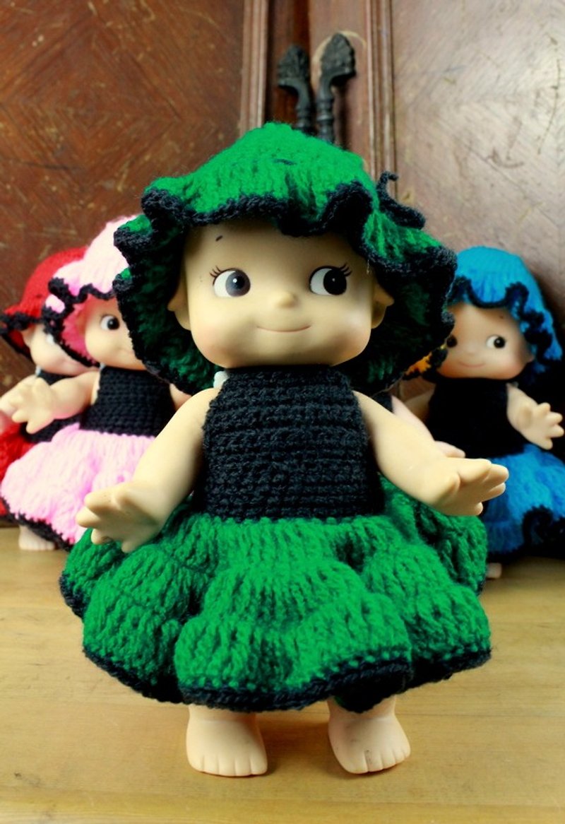 小龟葛葛 - 可爱编织洋装小Q比-绿 - 玩偶/公仔 - 其他材质 多色