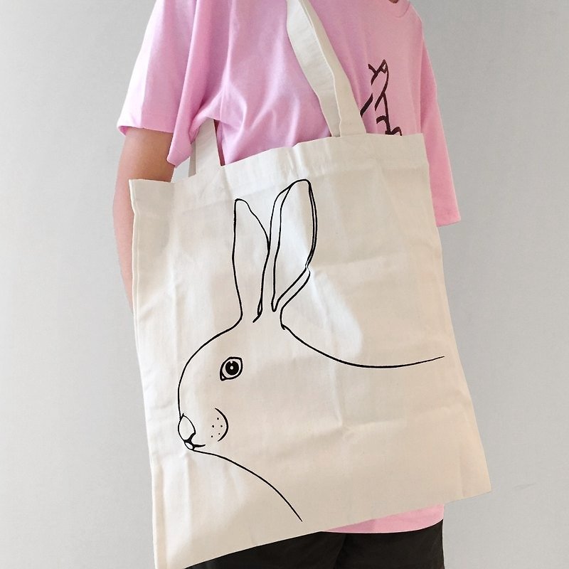 Rabbit Tote Bag (White) - 侧背包/斜挎包 - 纸 白色